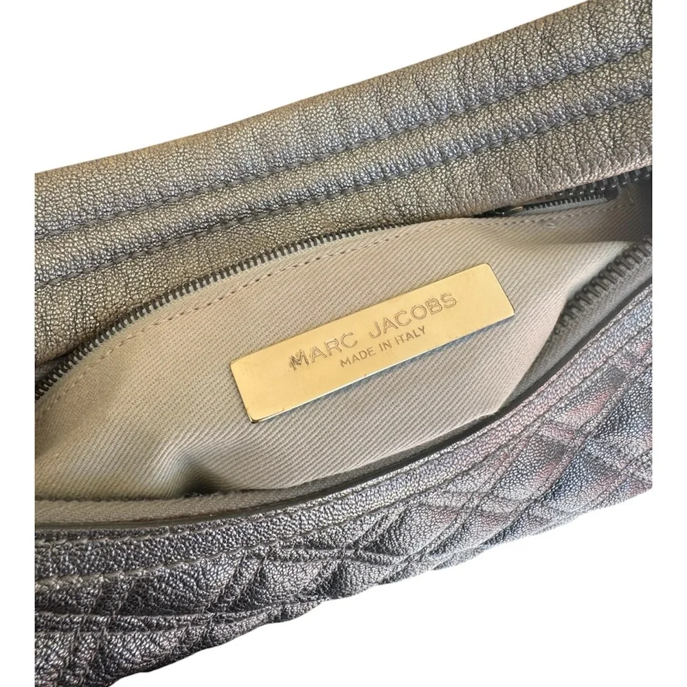 Authentic Marc Jacobs Metallic Bronze Quilted Leather Banana Hobo Bag - Picture 3 of 11